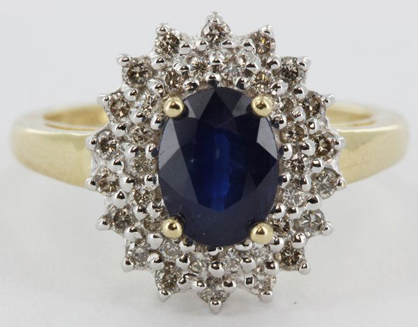 19.8twc NEW 14k Gold Thai Blue Sapphire/Diamond Ring (1 of 2)