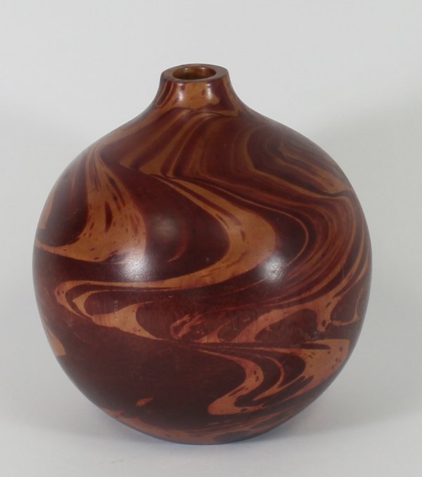 Hand Stained Mango Wood Wase: Excellent new handcrafted piece 9"