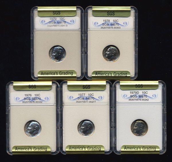 1976-79 Roosevelt Dime Set Graded GEMS (1 of 2)