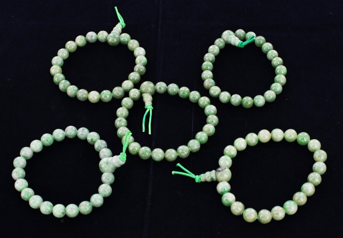 100ct Green Jade Beads Bracelet 5pcs (1 of 2)