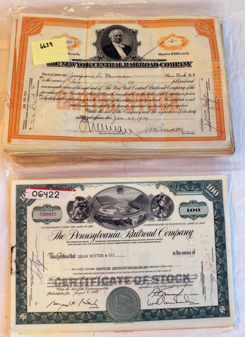 139 SCARCE RAILROAD STOCK CERTS MOST 1920s $2500+ (1 of 1)