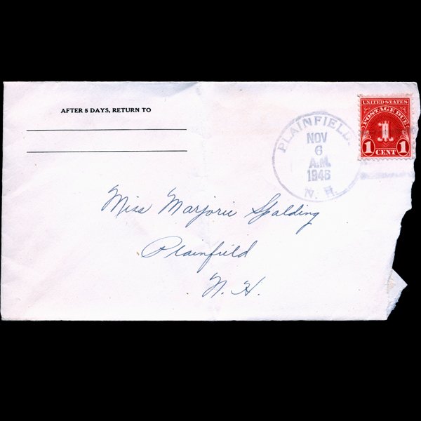 1946 US Postage Due Used for Postage Postal Cover (1 of 1)