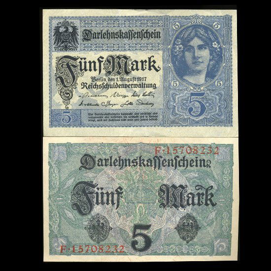 1917 Germany 5 Mark Note Hi Grade Scarce (1 of 1)