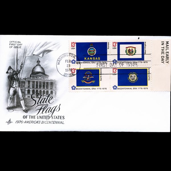1976 US First Day Postal Cover Mail Early Block (1 of 1)
