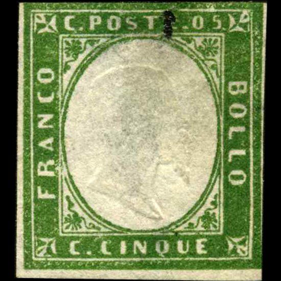 1855 Scarce Italy Sardina 5c Stamp (1 of 1)