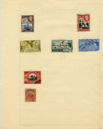 1930s/50s Bermuda Hand Made Stamp Collection Album Page (1 of 1)