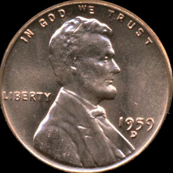 1959D Lincoln Cent MS66 Red Filled R ERROR (1 of 2)
