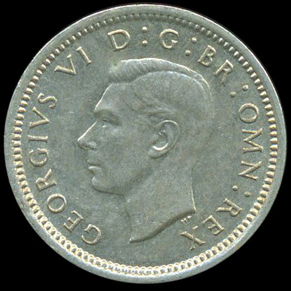 1942 Britian 3p Silver AU Scarce (1 of 2)