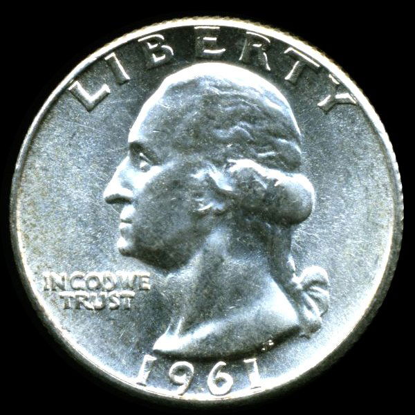 1961 Washington 25c MS65/66 Underweight ERROR (1 of 2)