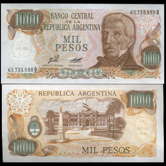 1980 Argentina 1000 Peso Note GEM Crisp Uncirculated (1 of 1)