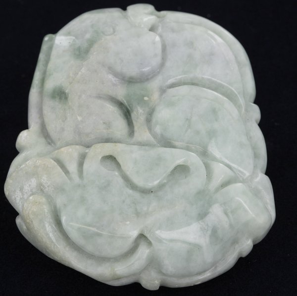 Handcarved Green Burma Jade Monkey Pendant (1 of 1)