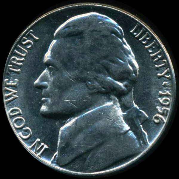 1956 Jefferson 5c MS64/65 Struck Thru Error (1 of 2)