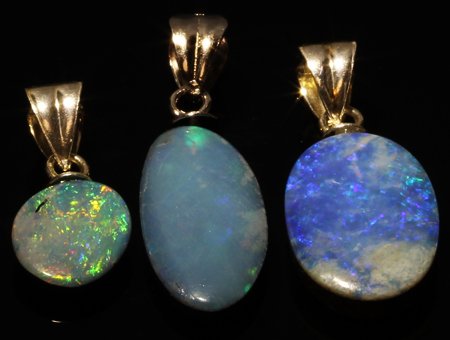 9twc Black Opal Doublet Sterling Pendant Lot 3pcs (1 of 1)