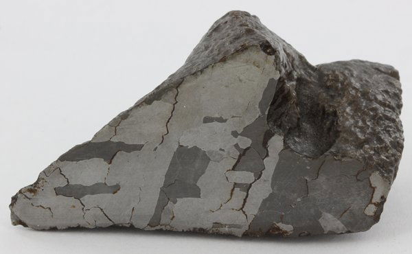 296gm Sliced/Etched Del Campo Meteorite Cut Half: Scarce remnant of prehistoric (2000-4000bc) meteorite discovered in the 16th century; a main mass of 18 tons has been discovered along with a shower of smaller breakup fragments; cosmic age is young f