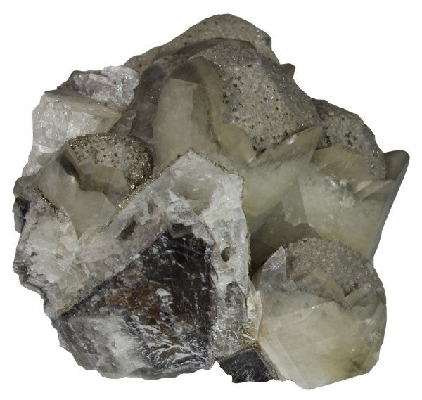 2865ct Quartz Mica Pyrite Calcite Crystal Cluster (1 of 2)