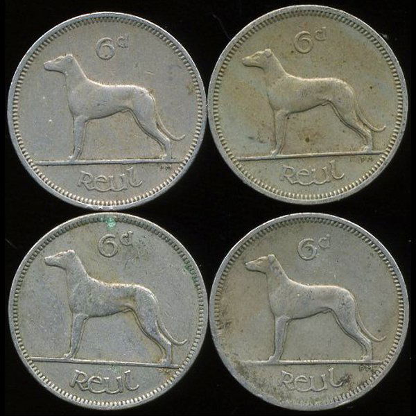 1952-64 Ireland 6p AU/UNC 4pcs (1 of 2)