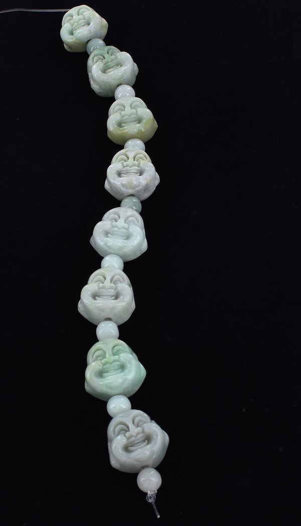 500twc Green Jade Carved Buddha Head Beads (1 of 1)