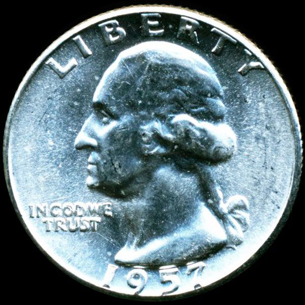 1957 Washington 25c MS64/65 Underweight ERROR (1 of 2)