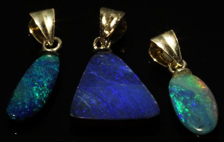 7.5twc Black Opal Doublet Sterling Pendant Lot 3pcs (1 of 1)