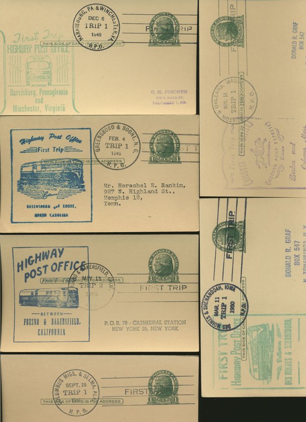 SCARCE 1950s HWY POST OFFICE 1ST DAY COVER COLLECTION: As pictured, scarce low volume issues
