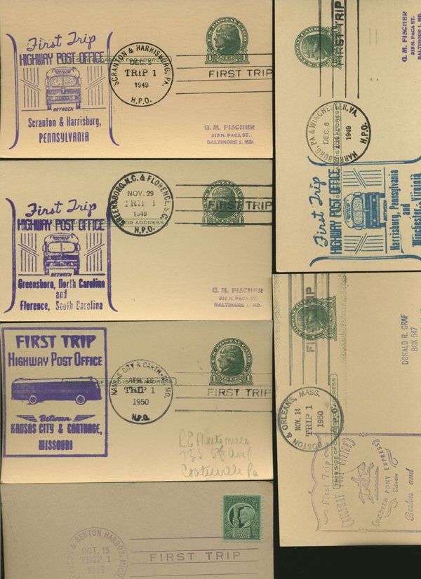 SCARCE 1950s HWY POST OFFICE 1ST DAY COVER COLLECTION: As pictured, scarce low volume issues