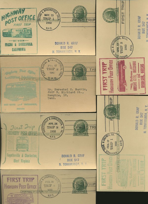 SCARCE 1950s HWY POST OFFICE 1ST DAY COVER COLLECTION: As pictured, scarce low volume issues
