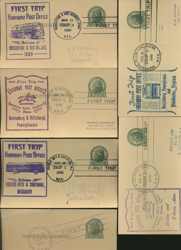 SCARCE 1950s HWY POST OFFICE 1ST DAY COVER COLLECTION: As pictured, scarce low volume issues