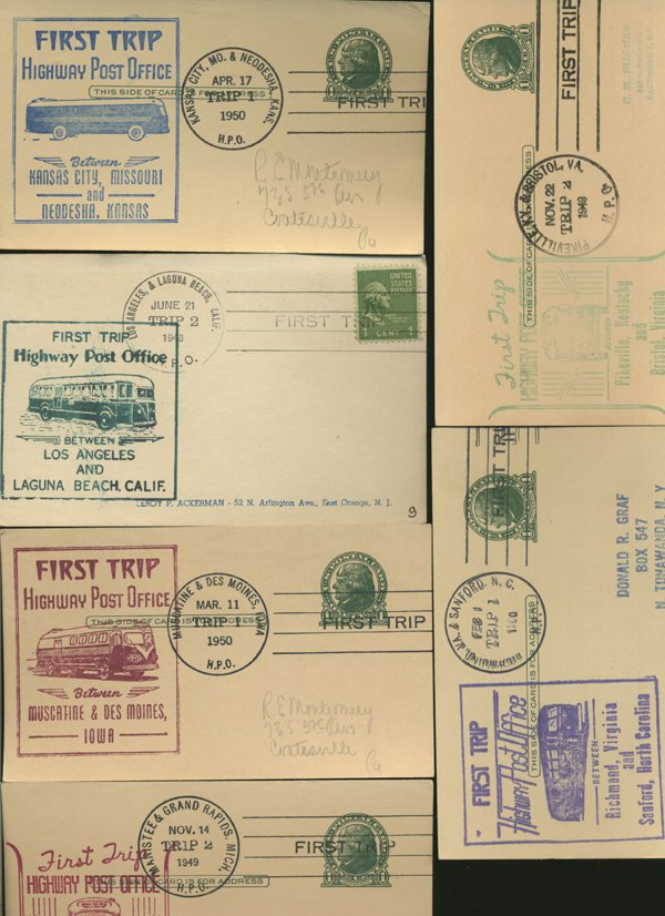 SCARCE 1950s HWY POST OFFICE 1ST DAY COVER COLLECTION: As pictured, scarce low volume issues