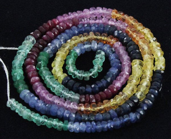 35.3ct Sapphire Ruby & Emerald Faceted Bead Strand (1 of 1)