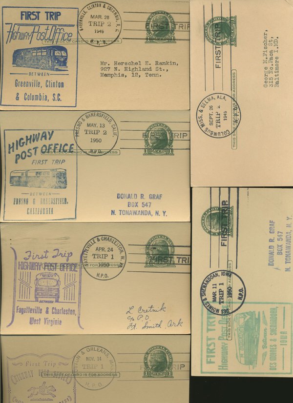 SCARCE 1950s HWY POST OFFICE 1ST DAY COVER COLLECTION: As pictured, scarce low volume issues
