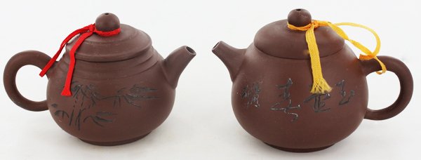 Chinese Clay Tea Pot Pair (1 of 2)