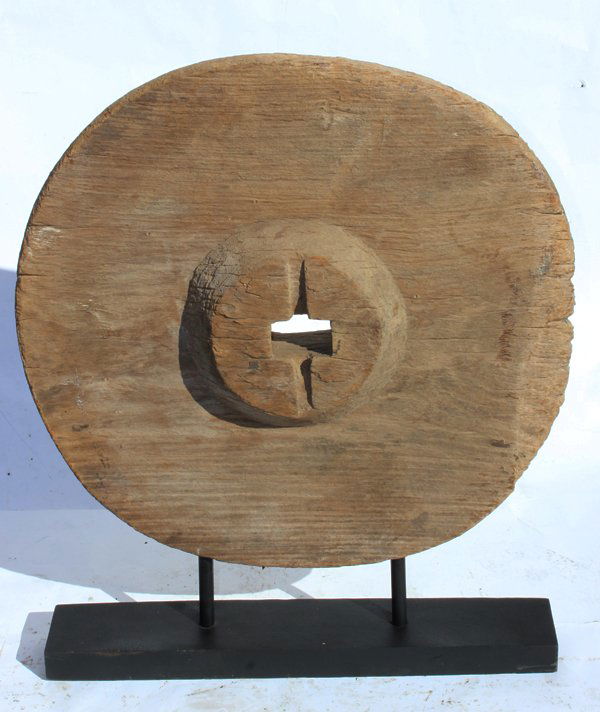 Antique Teak Farm Cart Wheel (1 of 2)