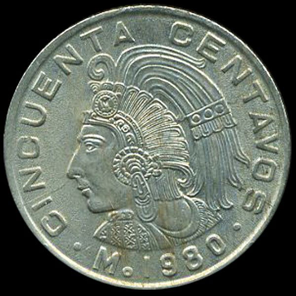 1980 Mexico 50c AU+ ERROR (1 of 2)