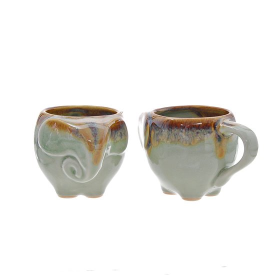 Hand Crafted Celadon Elephant Mug Pair (1 of 2)