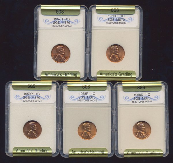 1957-59 Lincoln Cent Set Graded GEMS (1 of 2)