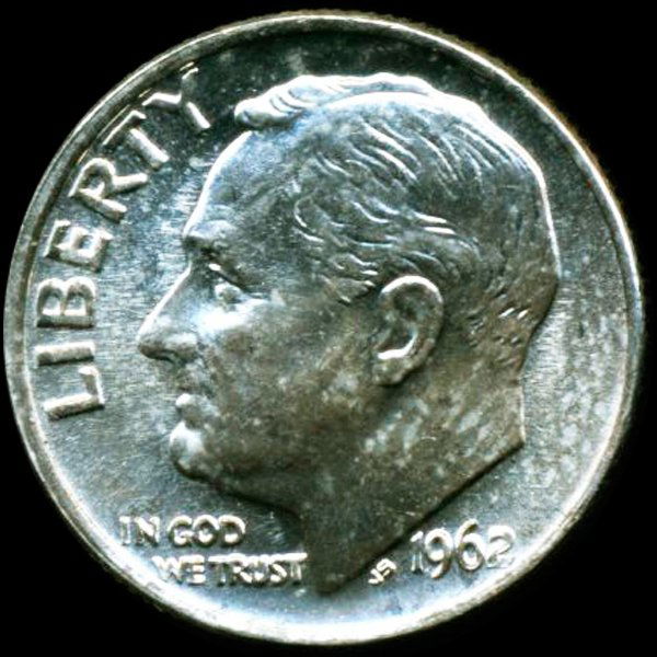 1962 FDR Silver 10c CHOICE+ Unc Full Bands (1 of 2)