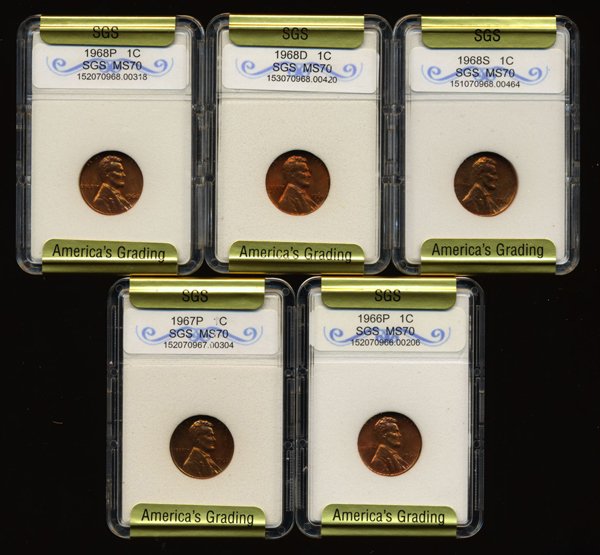 1966-68 Lincoln Cent Set Graded UNC GEMS (1 of 2)