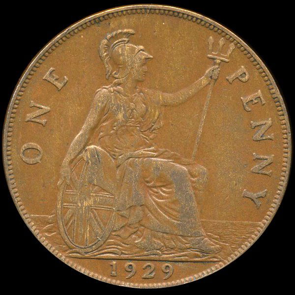 1929 British Geo V 1p XF (1 of 2)