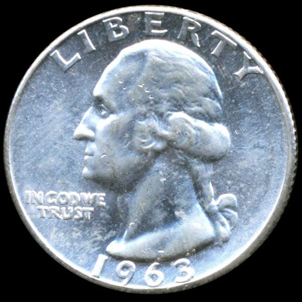 1963 Washington 25c CHOICE+ UNC Double Die ERROR (1 of 2)