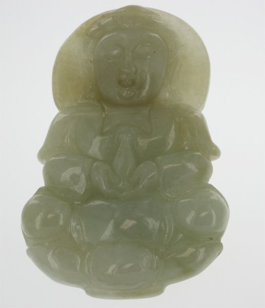 Handcarved Burma Translucent Green Jade Buddha Pendant (1 of 1)
