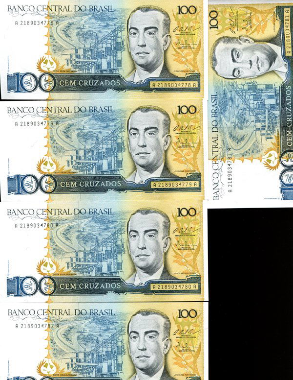 1986 Brazil 100C Crisp Unc Note 10pcs Scarce Sequential (1 of 4)