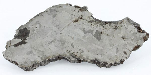 300gm Sliced/Etched Del Campo Meteorite Cut Half: Scarce remnant of prehistoric (2000-4000bc) meteorite discovered in the 16th century; a main mass of 18 tons has been discovered along with a shower of smaller breakup fragments; cosmic age is young f