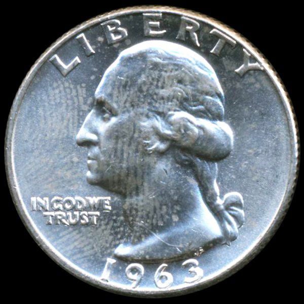 1963D Washington 25c GEM D/D ERROR (1 of 2)