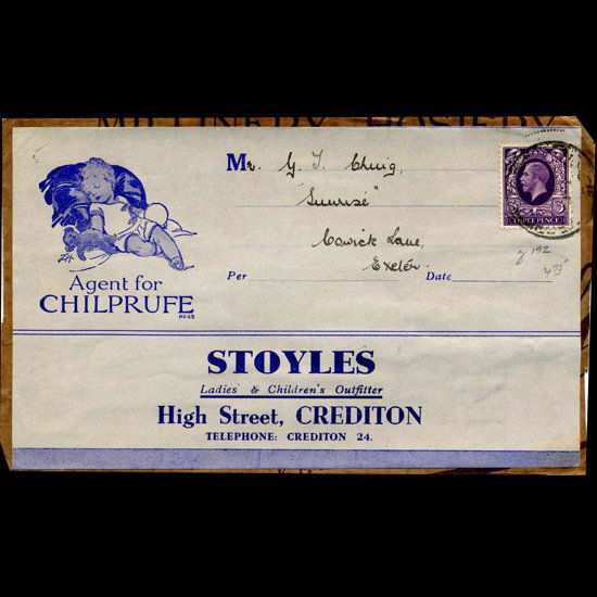 1935 GB 3p on Premium Ad Label Cover SCARCE (1 of 2)