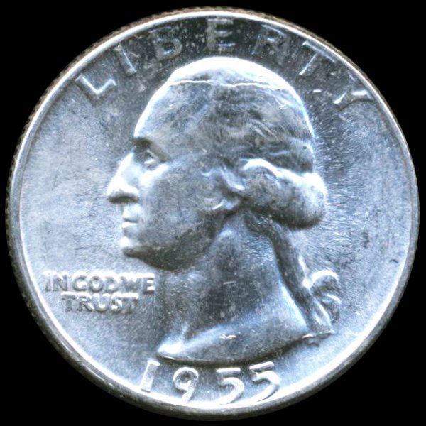 1955 Washington 25c Gem GEM ERROR (1 of 2)