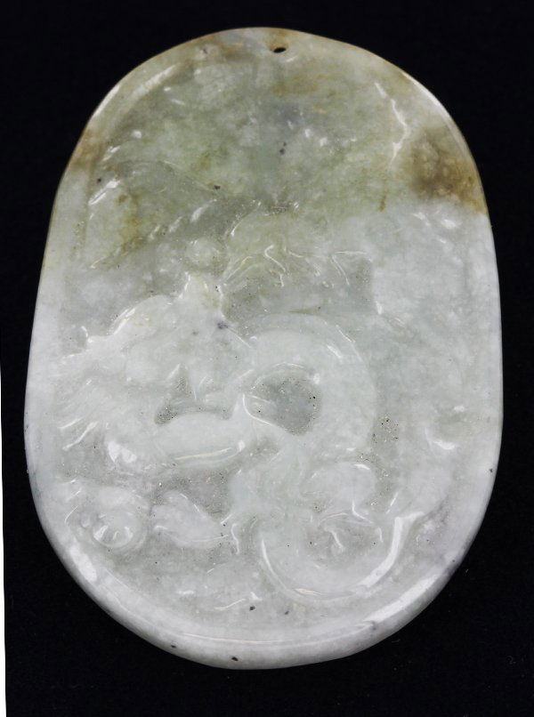 Handcarved Green Burma Jade Dragon Pendant (1 of 1)