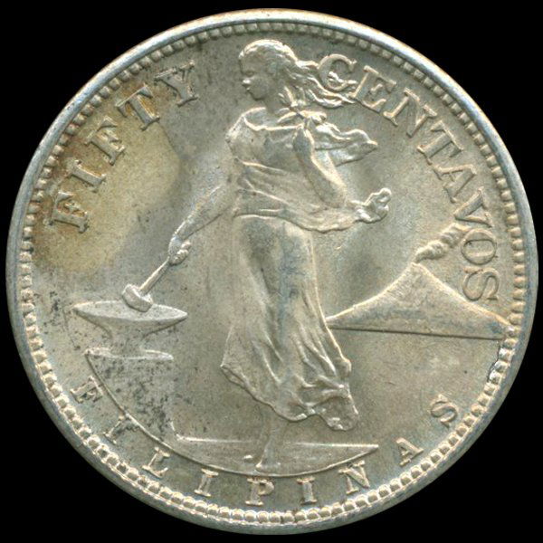 1944S US Philippines Silver 1/2 Peso GEM+ Unc (1 of 2)