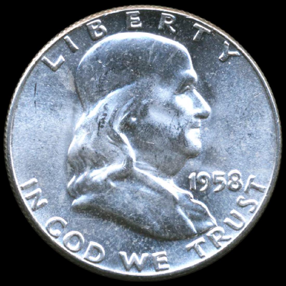 1958 Franklin 50c CHOICE+ Unc RARE Ty 2 Rev ERROR (1 of 2)