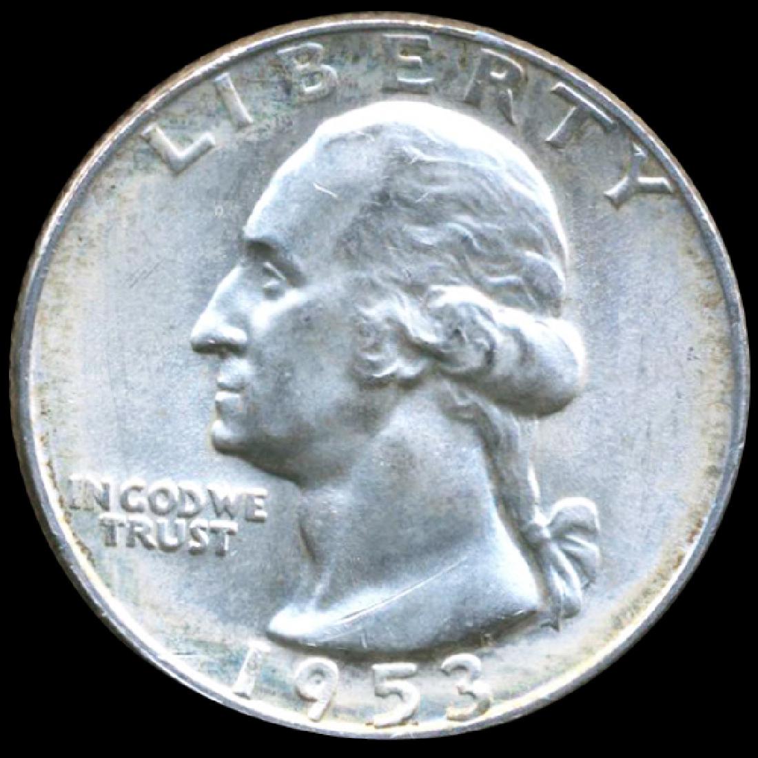 1953D Washington 25c CHOICE+ Unc Double Die ERROR (1 of 2)