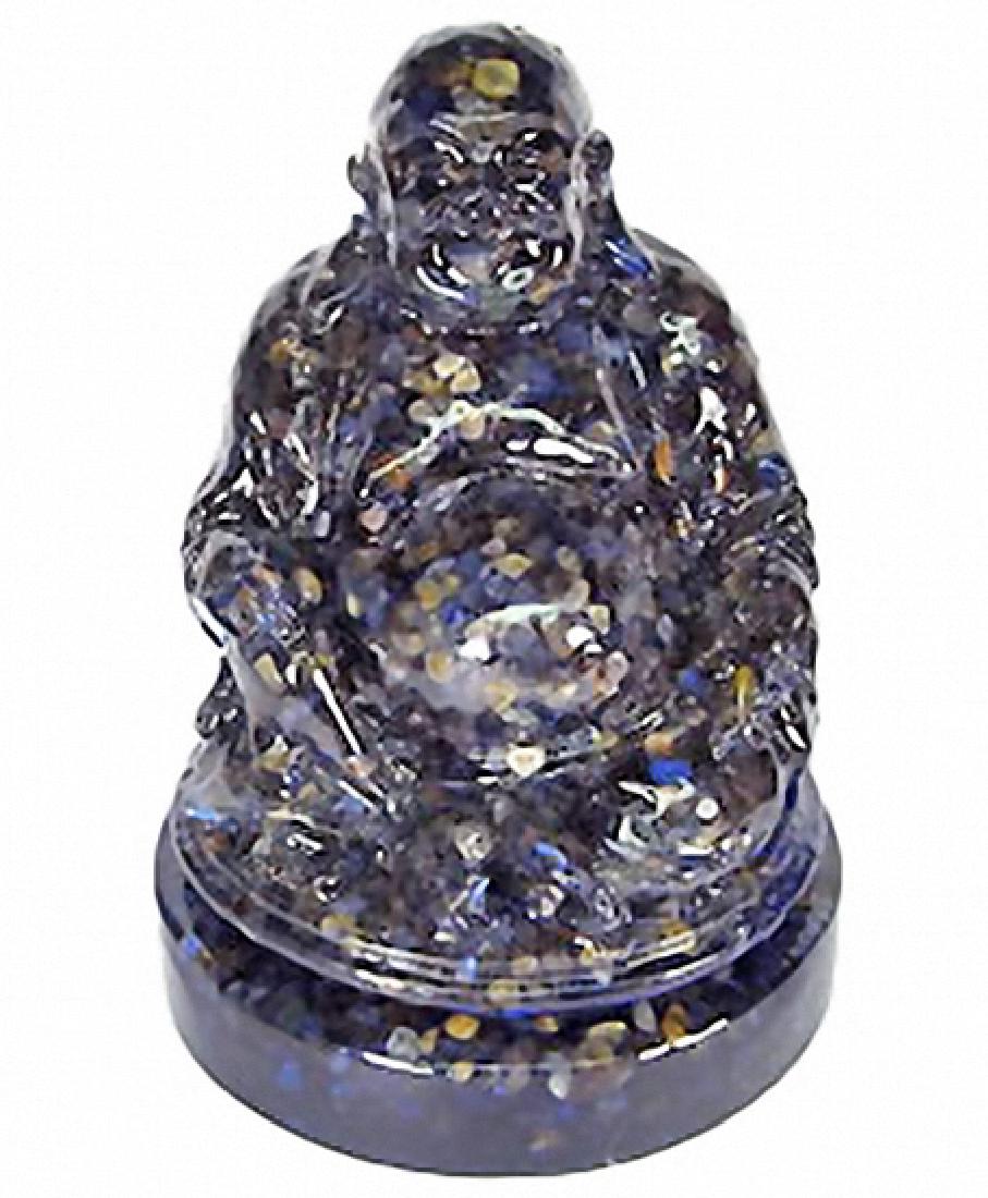 930.00ct. Nice Happy Buddha Statue Blue Sapphire: Scarce piece; made of bonded translucent blue sapphire